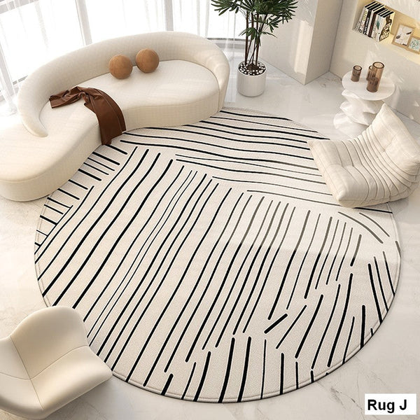 Contemporary Modern Rug for Living Room, Geometric Round Rugs for Dining Room, Modern Area Rugs for Bedroom, Circular Modern Rugs under Chairs-artworkcanvas