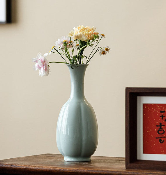 Small Flower Vases on Table, Rustic Porcelain Flower Vases, Ceramic Bud Vases, Handmade Water Holding Flower Vase-artworkcanvas