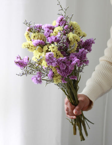 Natural Dried Flower Bunches, Dried Floral, Dried Flowers, A Bunch Dried Myosotis Flowers with Limoniums-artworkcanvas