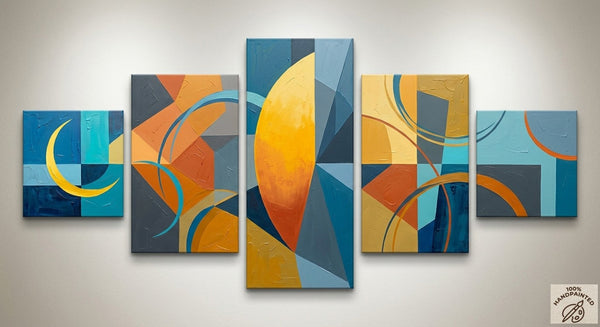 Original Modern Paintings, Geometric Contemporary Art, Abstract Acrylic Paintings, Hand Painted Canvas Art-artworkcanvas