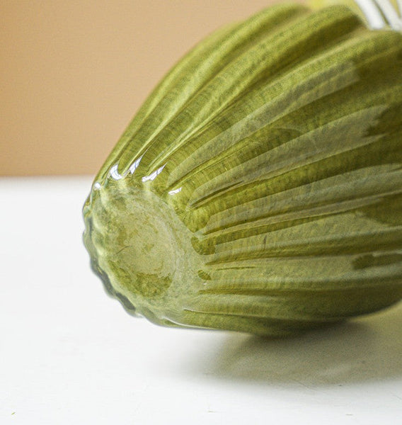 Handmade Contemporary Glass Vases, Modern Green Vases for Living Room, Mid Century Vases for Flowers, Unique Decorative Glass Vase, Centerpiece Vases on Table-artworkcanvas