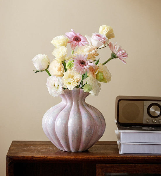 Modern Flower Vase Centerpiece on Table, Handmade Water Holding Flower Vases, Porcelain Flower Vases, Ceramic Bouquet Vases-artworkcanvas