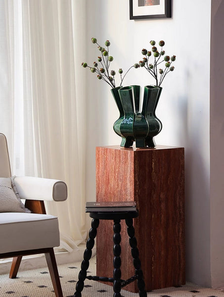 Centerpiece Ceramic Bouquet Vases, Contemporary Vases on Dining Table, Green Porcelain Vases for Modern Home Decor, Unique Handmade Modern Flower Vase-artworkcanvas