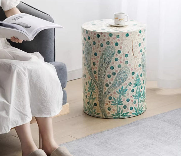 Contemporary Small Sofa Side Table, Portable Casual Side Table, Creative Coffee Table, Shell Small Side Table, Unique Small End Table-artworkcanvas