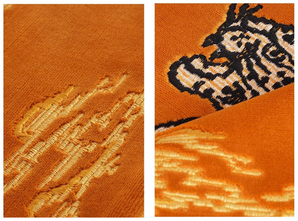 Contemporary Modern Sofa Pillows, Yellow Embroidery Tiger Pattern Pillows for Couch, Decorative Throw Pillows for Bedroom, Large Modern Sofa Pillow for Living Room-artworkcanvas