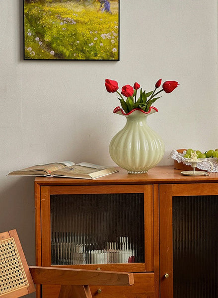 French Vintage Glass Flower Vases, Glass Bud Vases, Flower Vases on Table, Handmade Water Holding Flower Vases-artworkcanvas