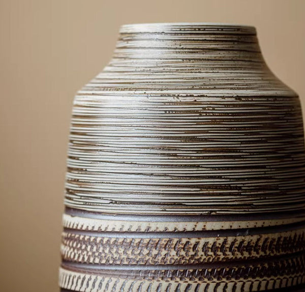 Centerpiece on Dining Table, Handmade Pottery Flower Vases Urn, Modern Bouquet Flower Vases, Water Holding Flower Vases, Large Flower Vase on Table-artworkcanvas