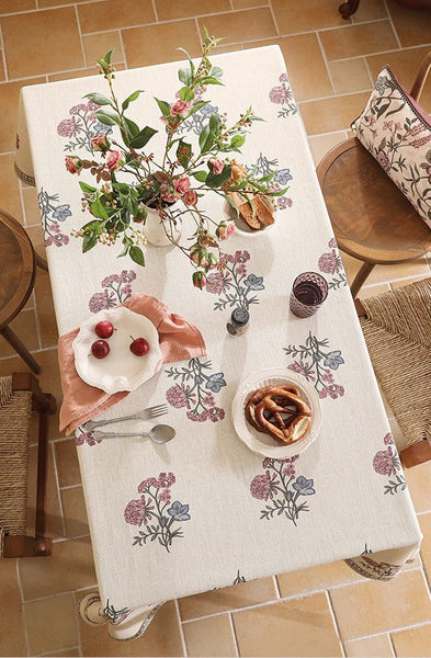 Rectangle Tablecloth for Dining Table, Beautiful Large Modern Tablecloth, Spring Flower Rustic Table Cover, Square Linen Tablecloth for Coffee Table-artworkcanvas