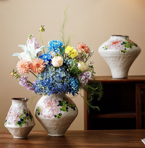 Modern Porcelain Flower Vases, Flower Vases on Table, Handmade Water Holding Flower Vases, Centerpiece on Dining Table, Ceramic Bouquet Vases-artworkcanvas