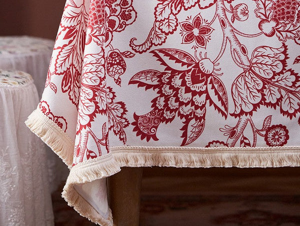 Flower Pattern Tablecloth for Holiday Decoration, Square Tablecloth for Round Table, Large Cotton Rectangle Tablecloth for Home Decoration, Farmhouse Table Cloth Dining Room Table-artworkcanvas