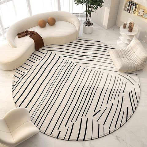 Large Modern Rugs for Living Room, Contemporary Modern Area Rugs for Bedroom, Geometric Round Rugs for Dining Room, Circular Modern Rugs under Chairs-artworkcanvas