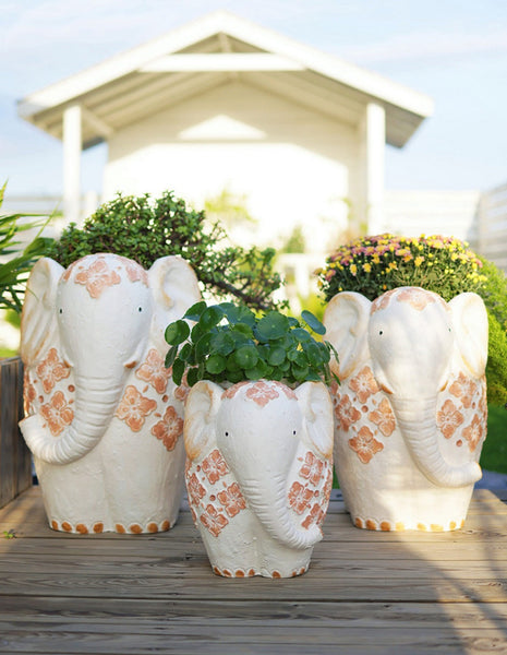 Oversized Modern Garden Flower Pot, Extra Large Elephant Garden Flowerpots, Animal Statue for Garden Ornaments, Resin Statue for Garden, Villa Outdoor Garden Flower Pots-artworkcanvas