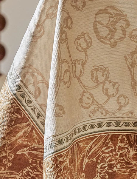 Extra Large Modern Rectangular Tablecloth for Dining Room Table, Flower Farmhouse Table Covers, Square Tablecloth for Round Table, Mid Century Tablecloth for Living Room-artworkcanvas