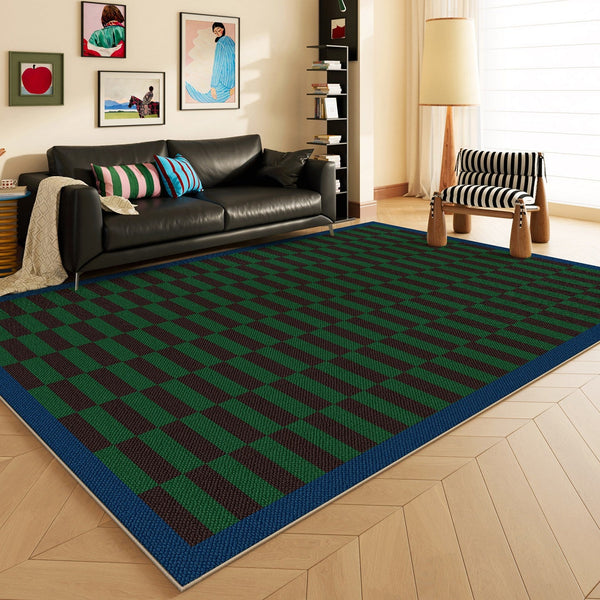 Modern Living Room Rug Ideas, Geometric Contemporary Area Rugs, Green Mid Century Modern Rugs, Colorful Modern Rugs for Dining Room-artworkcanvas