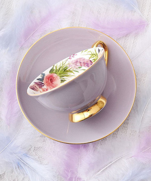 Royal Porcelain Tea Cup Saucer Set, Elegant Flower Pattern Ceramic Coffee Cups, Beautiful British Tea Cups, Unique Traditional Afternoon Tea Cup and Saucer in Gift Box-artworkcanvas