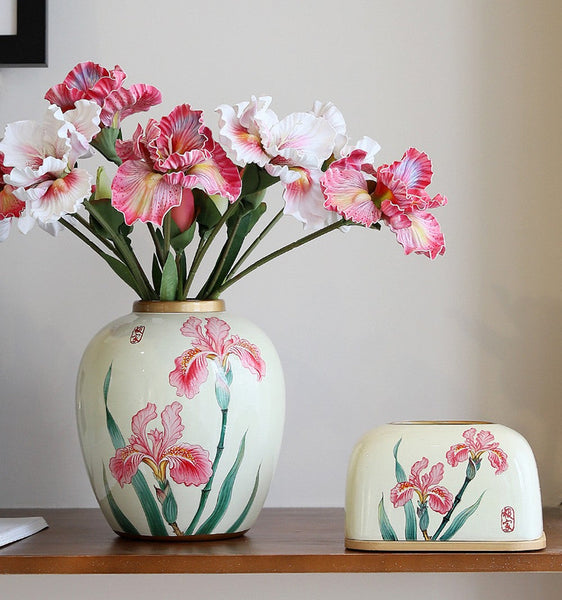 Centerpiece Ceramic Bouquet Vases, Handmade Modern Flower Vase, Large Flower Vases on Dining Table, Porcelain Flower Vases-artworkcanvas