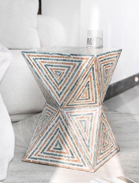 Contemporary Small Sofa Side Table, Shell Small Side Table, Unique Small End Table, Portable Casual Side Table, Creative Coffee Table-artworkcanvas