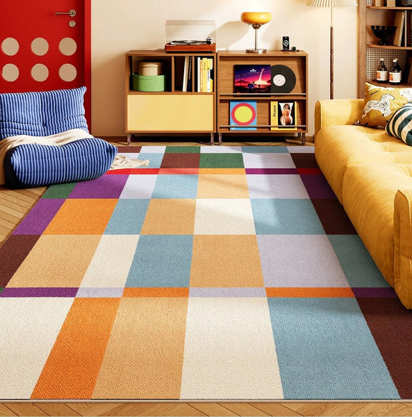 Geometric Contemporary Rugs for Dining Room, Bedroom Floor Rugs, Large Modern Rugs for Living Room, Colorful Modern Rug for Living Room