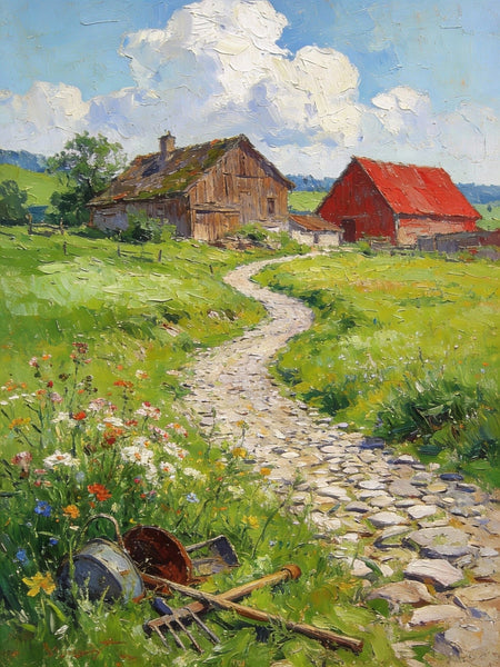 Country Cottages, Landscape Small Paintings, Original Artwork Small Paintings, Heavy Texture Oil Paintings, On Canvas Small Paintings, Hand Painted Wall Art-artworkcanvas