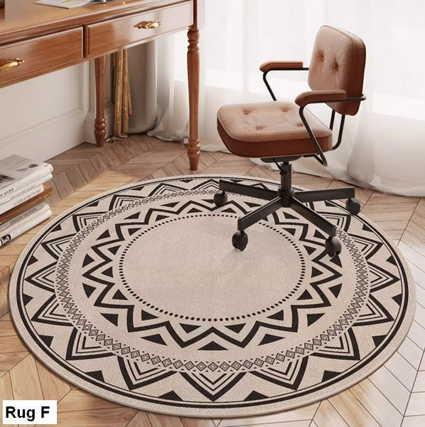 Round Rugs under Coffee Table, Geometric Modern Rug Ideas for Living Room, Circular Modern Rugs under Dining Room Table, Modern Round Rugs for Bedroom-artworkcanvas