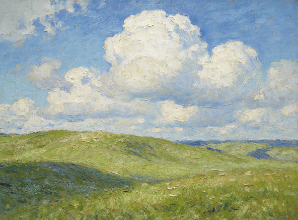 Small Wall Paintings, Grassland Under a Blue and White Sky, Landscape Canvas Paintings, On Canvas Small Paintings, Hand Painted Canvas Art, Original Artwork Landscape Paintings-artworkcanvas