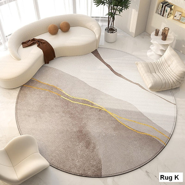 Abstract Modern Area Rugs for Bedroom, Circular Modern Rugs under Chairs, Geometric Round Rugs for Dining Room, Contemporary Modern Rug for Living Room-artworkcanvas