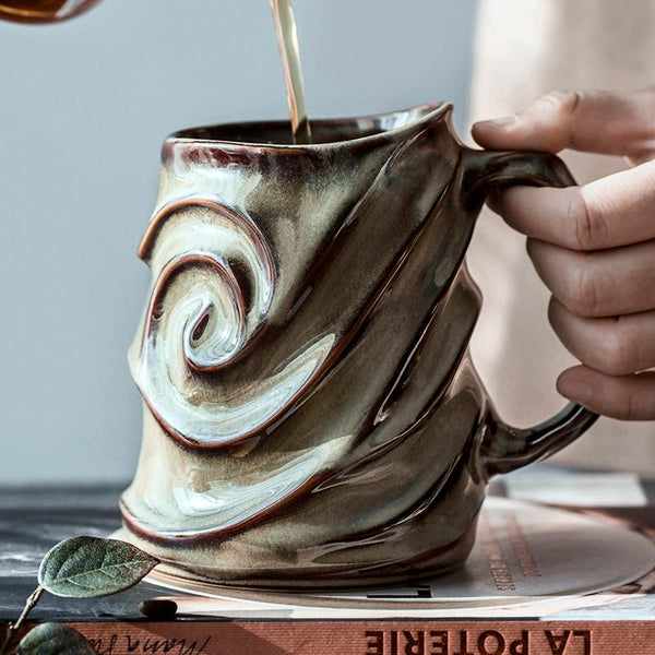 Stoneware Coffee Mugs, White Ceramic Coffee Mug, Large Capacity Coffee Cups, Birthday Gifts, Handmade Pottery Coffee Mug-artworkcanvas