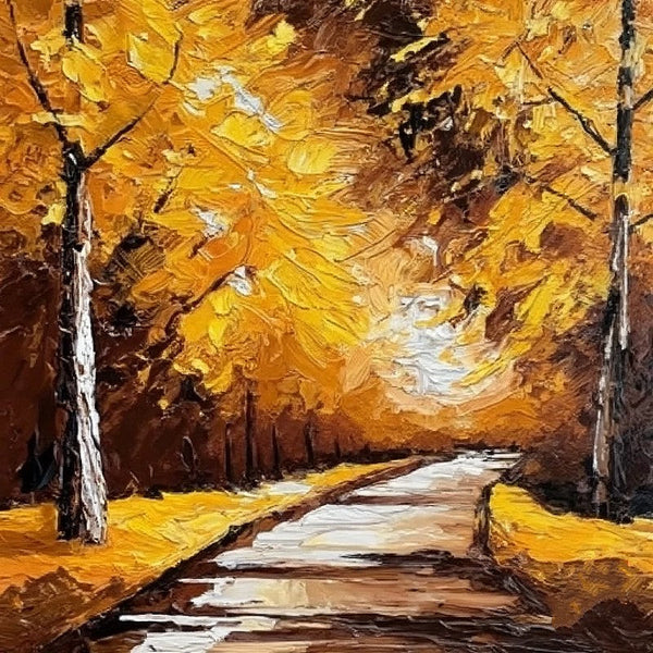 Heavy Texture Canvas Art, Small Palette Knife Oil Paintings, Easy Landscape Painting Ideas, Simple Small Canvas Paintings, Autumn Forest Tree Painting, Small Landscape Painting-artworkcanvas