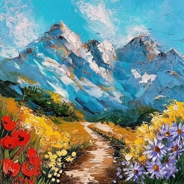 Original Small Landscape Paintings, Heavy Texture Canvas Art, Mountain Landscape Painting, Small Canvas Paintings, Easy Landscape Painting Ideas, Simple Small Canvas Paintings-artworkcanvas