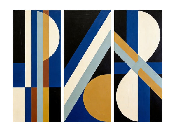 Multi Panel Canvas Art, Oversized Group Paintings, Geometric Abstract Paintings, Modern Paintings for Mid Century Living Room-artworkcanvas