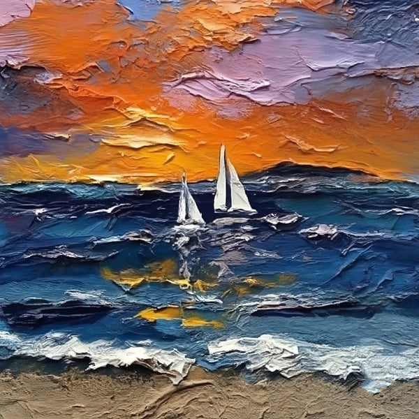 Simple Small Canvas Paintings, Sail Boat at Sea Painting, Hand Painted Canvas Art, Easy Seascape Painting Ideas, Small Landscape Painting-artworkcanvas