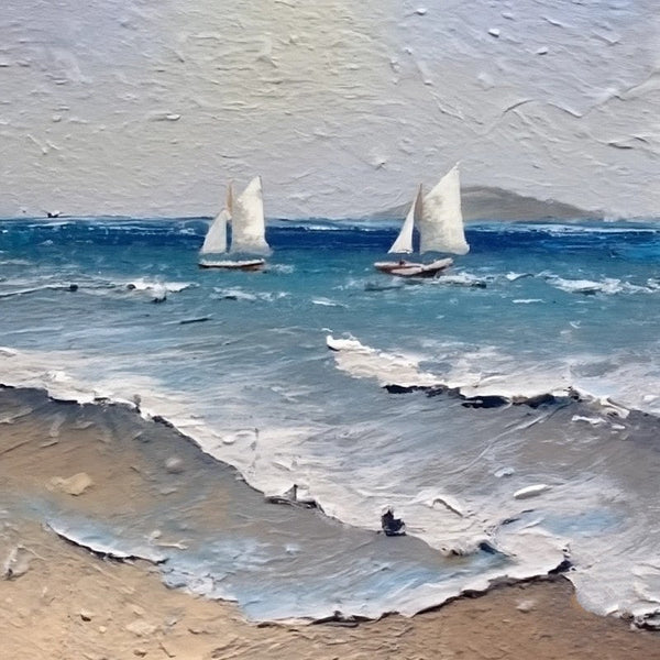 Hand Painted Canvas Art, Simple Small Canvas Paintings, Sail Boat at Sea Painting, Easy Seascape Painting Ideas, Small Landscape Painting-artworkcanvas
