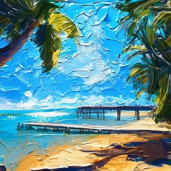 Texture Canvas Art, Florida Seashore Beach Painting, Original Small Landscape Paintings, Heavy Small Palette Knife Oil Paintings, Easy Landscape Painting Ideas, Simple Small Canvas Paintings-artworkcanvas