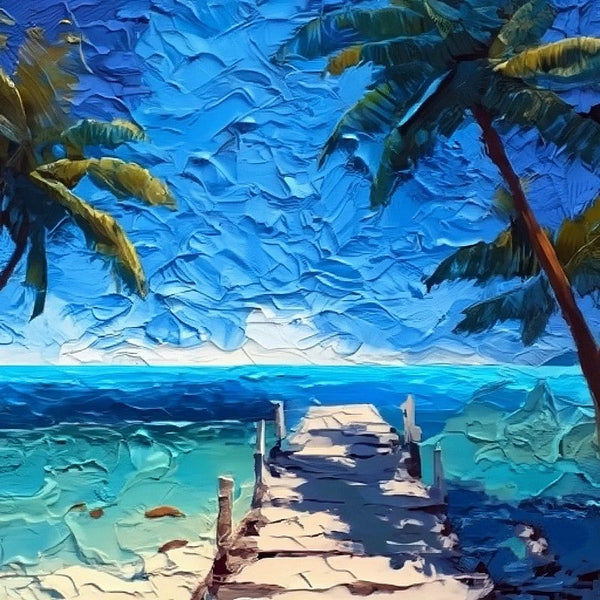 Heavy Texture Canvas Art, Small Palette Knife Oil Paintings, Original Small Landscape Paintings, Florida Seashore Beach Palm Tree Painting, Easy Landscape Painting Ideas, Simple Small Canvas Paintings-artworkcanvas