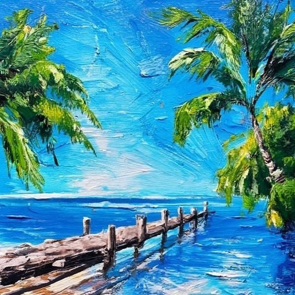 Original Small Landscape Paintings, Heavy Texture Canvas Art, Florida Seashore Beach Painting, Small Palette Knife Oil Paintings, Easy Landscape Painting Ideas, Simple Small Canvas Paintings-artworkcanvas