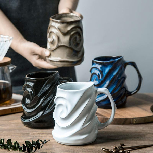 Stoneware Coffee Mugs, White Ceramic Coffee Mug, Large Capacity Coffee Cups, Birthday Gifts, Handmade Pottery Coffee Mug-artworkcanvas