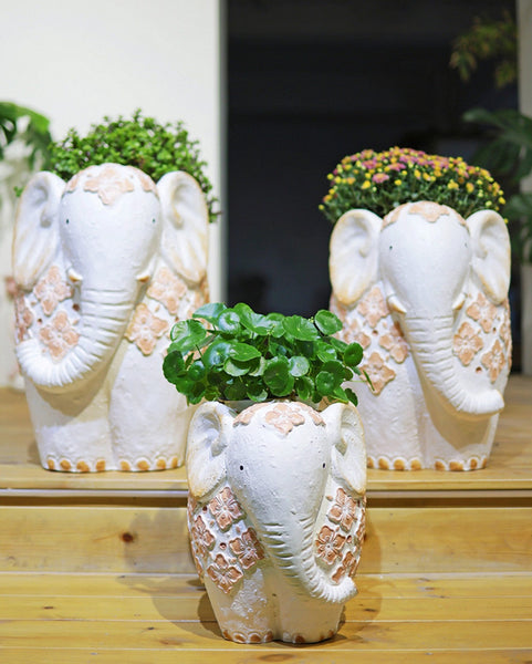 Oversized Modern Garden Flower Pot, Extra Large Elephant Garden Flowerpots, Animal Statue for Garden Ornaments, Resin Statue for Garden, Villa Outdoor Garden Flower Pots-artworkcanvas