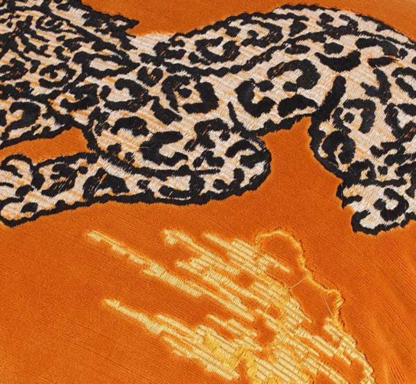 Contemporary Modern Sofa Pillows, Yellow Embroidery Tiger Pattern Pillows for Couch, Decorative Throw Pillows for Bedroom, Large Modern Sofa Pillow for Living Room-artworkcanvas