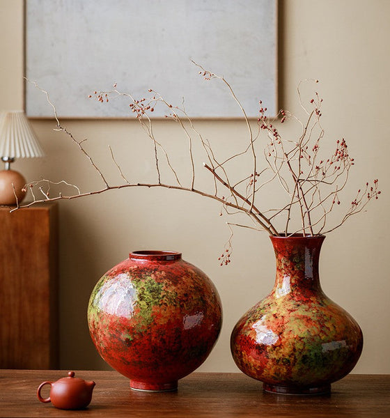 Large Pottery Flower Vases, Handmade Water Holding Flower Vases, Modern Bouquet Flower Vases, Centerpiece on Dining Table, Flower Vase on Table-artworkcanvas