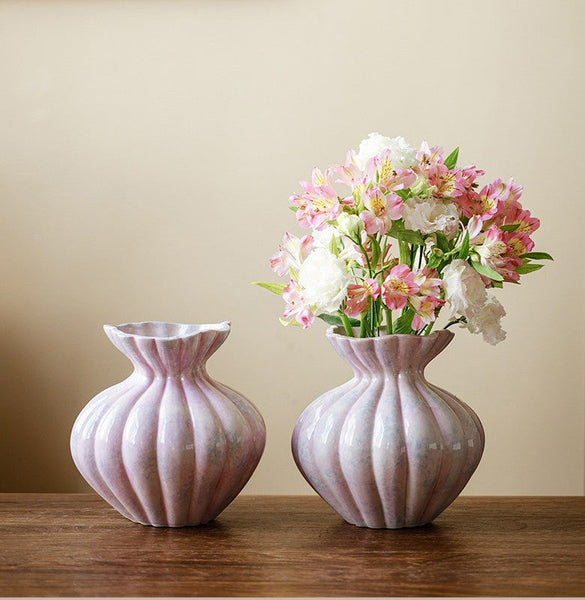 Modern Flower Vase Centerpiece on Table, Handmade Water Holding Flower Vases, Porcelain Flower Vases, Ceramic Bouquet Vases-artworkcanvas