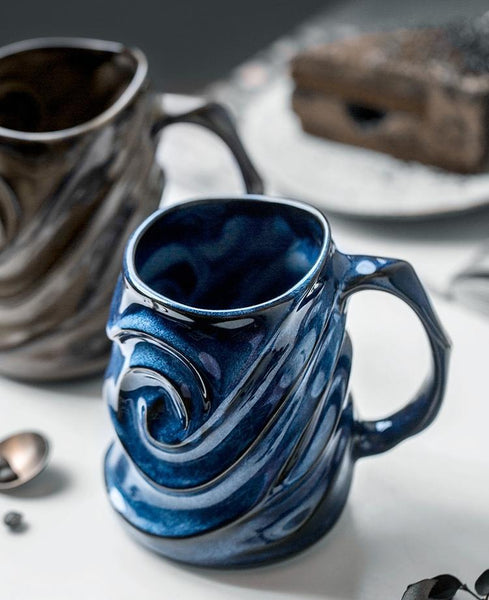 Stoneware Coffee Mugs, White Ceramic Coffee Mug, Large Capacity Coffee Cups, Birthday Gifts, Handmade Pottery Coffee Mug-artworkcanvas