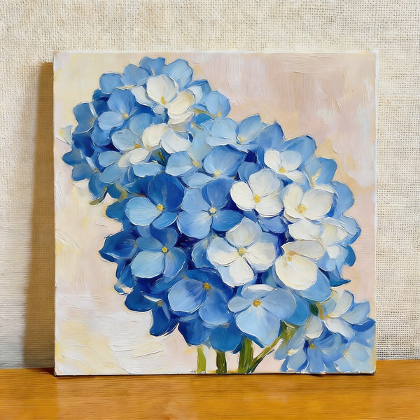 Small Canvas Artwork, Blue and White Hydrangeas in Full Bloom, Still Life Painting, Original Flower Paintings, Buy Small Artwork Online, Hand Painted Canvas Art-artworkcanvas