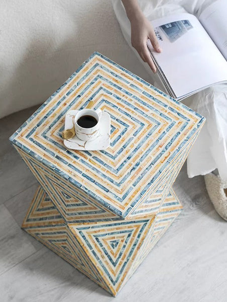 Modern Small End Table, Contemporary Small Sofa Side Table, Unique Shell Small Side Table, Portable Casual Side Table, Creative Coffee Table-artworkcanvas