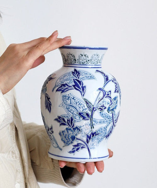 Porcelain Flower Vases, Centerpiece Ceramic Bouquet Vases, Handmade Flower Vase, Vintage Flower Vases on Dining Table-artworkcanvas