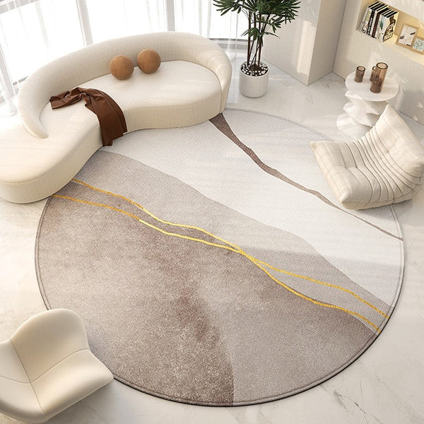 Unique Modern Rugs for Living Room, Geometric Round Rugs for Dining Room, Contemporary Modern Area Rugs for Bedroom, Circular Modern Rugs under Chairs-artworkcanvas