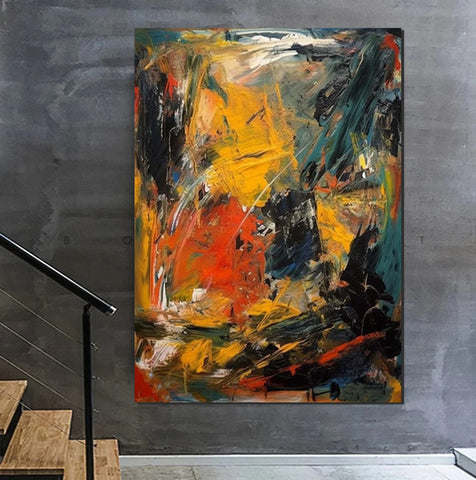 Acrylic Paintings on Canvas, Heavy Texture Painting, Buy Paintings Online, Large Paintings Behind Sofa, Large Painting for Living Room-artworkcanvas