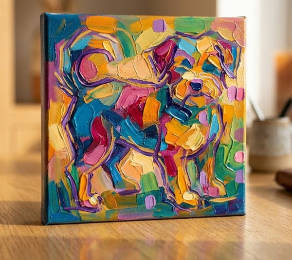 Original Acrylic Paintings, Small Art on Canvas, Abstract Pet Portrait Painting, Hand Painted Canvas Art, Abstract Terrier Dog Portrait, Impasto Artwork, Heavy Texture Painting