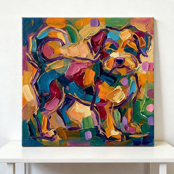 Original Acrylic Paintings, Small Art on Canvas, Abstract Pet Portrait Painting, Hand Painted Canvas Art, Abstract Terrier Dog Portrait, Impasto Artwork, Heavy Texture Painting