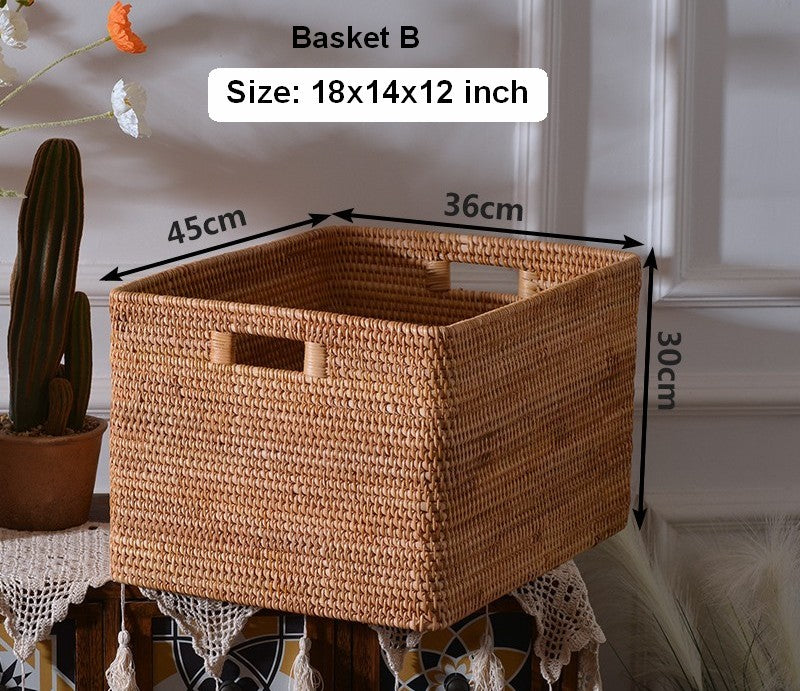 Oversized Rattan Storage Basket, Extra Large Rectangular Storage Baske ...