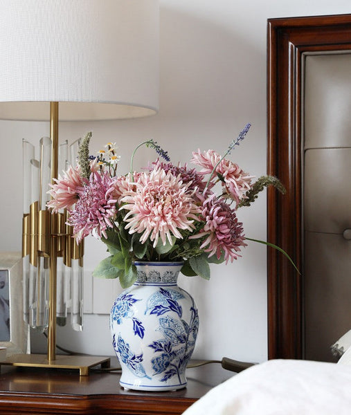 Handmade Flower Vase, Vintage Flower Vases on Dining Table, Porcelain Flower Vases, Centerpiece Ceramic Bouquet Vases-artworkcanvas
